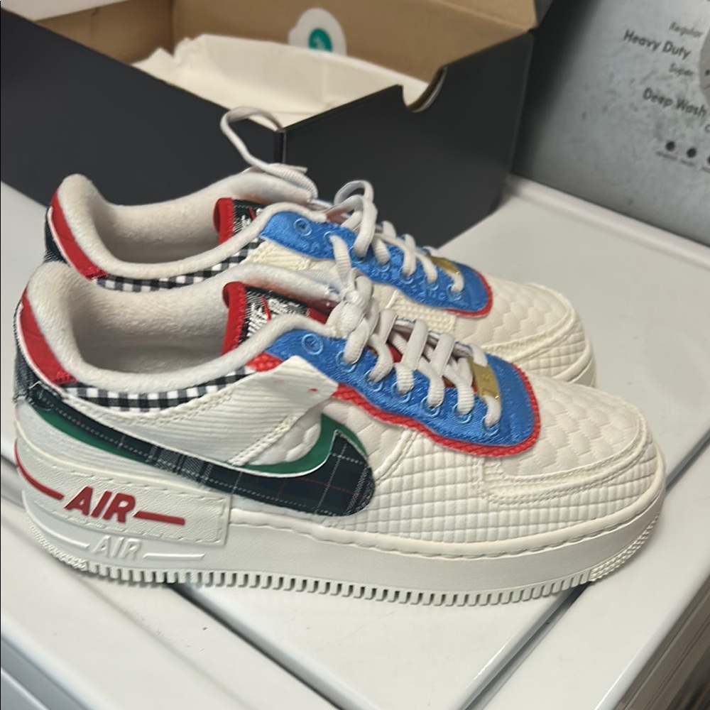Nike White and Blue Sneakers Air Force 1